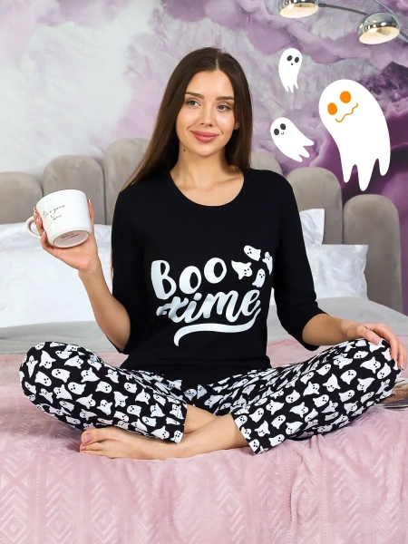 Пижама женская с брюками домашний костюм хлопок