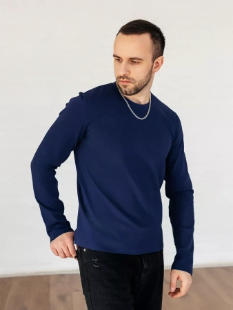 Лонгслив синий свитшот футболка с длинным рукавом