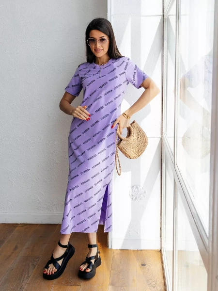 Платье футболка женское с принтом больших размеров ПЛК609