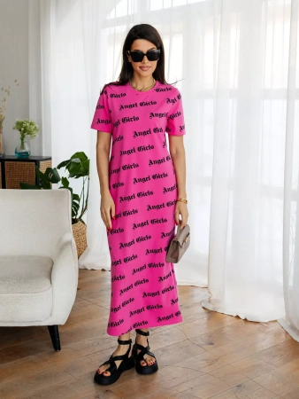 Платье женкое трикотажное с принтом больших размеров ПЛК609