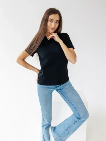 Короткая футболка приталенная одежда хлопок