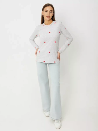 Лонгслив с сердечками облегающий с принтом дк571