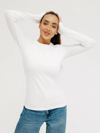 Лонгслив белый облегающий кофта больших размеров дк540